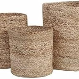 Heu Jute Planter Basket Plant Sack for Home Decor (Set of 3, Beige 8x8inch, 10x10 inch, 12x12 inch) Basket for Storage, Kitchen, Clothes, Laundry, Living Room, Picnic, Hamper Bin (Pure Jute)-3