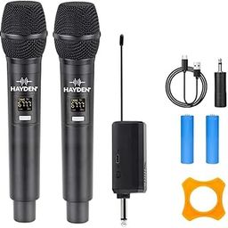 hayden HY-WVR-58-2 UHF Dual Wireless Microphone System – Dual Mic, Portable Digital Receiver, Handhelds for Singing, Recording, YouTube, Karaoke & Events-16