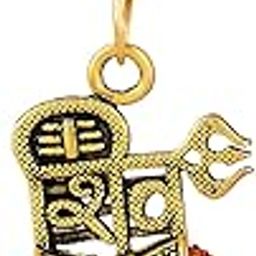 Solid Oxidize Gold Plated Handcrafted Fine Finish Mahadev Bholenath/Mahakal/Shiv/शिव Trishul Symbol with Texture Damru and Rudraksha Beads Religious Spiritual Jewellery for Men/Women-14