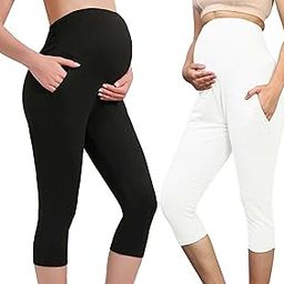 Cotton Lycra Over Belly Stretchable Maternity 3/4 Leggings for Pre & Post Pregnancy with 2 Pockets,Adjustable Strap,High Waist Support & Seam-Free.-image-20