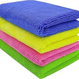 SOFTSPUN Microfiber Cloth - 4 pcs - 30x40 cms - 340 GSM Multicolor - Thick Lint & Streak-Free Multipurpose Cloths - Automotive Microfibre Towels for Car Bike Cleaning Polishing Washing & Detailing-image-7