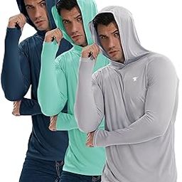 3 or 2 Pack Men's UPF 50+ Sun Protection Lightweight Hoodie Long Sleeve SPF UV Shirt For Fishing Hiking-77
