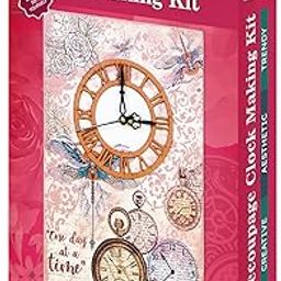 Little Birdie Diy Decoupage Clock Making Kit 1Box | Diy Art & Craft Kit For Wall Decoration | Mdf Hanging Clock Making Kit For Living Room, Office, Home, Hall | Learning & Creative Gift ,Multicolor-image-47