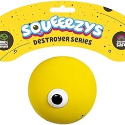 SQUEEEZYS Monster Ball Squeaky Toys for Dogs - Yellow, Natural Latex Rubber, Biodegradable, Non-Toxic Dog Chew Toy, Perfect Dog Toys for X-Small-Small Breeds (0-10kgs)-image-60