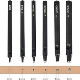 OWDEN Professional 6Pcs. Leather Hollow Punch Set. Size: 1.0-5.0mm for Leather Belt, Watch Band and Leather Strap Gasket. with a Free Mini Cutting mat.-picture-14