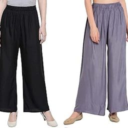 Women's Elegant & Cozy Regular Fit Ankle Length Super Soft Rayon Fabric Palazzo Combo with Free Size & Fully Readymade-image-80