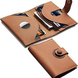 Leather Card Holder with Airtag Slot, Slim Credit Card Holder for Men Women, Bifold Wallet Men's Business Card Case for Card/Cash, Gifts for Men Brown-image-22