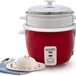 AGARO Elegant Electric Rice Cooker, 1L, 700 gms (approx. 5 cups) raw rice, 400W, Automatic Boiler, Steamer, Removable Aluminium Pot, Stainless Steel Lid, Keep Warm Function, Trivet Plate, Rice-24