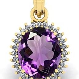 Oval Cut Birthstone Gold Plated Pendant Necklace For Women And Girl-18