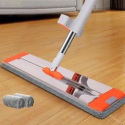 RDH Flat Microfiber Mop for Floor Cleaning Self Wringing Stainless Steel Handle Squeeze Flat Mop 360 Hands Free Flat Mop with Extra Mop Pad Cleaning Dust Mop-image-54