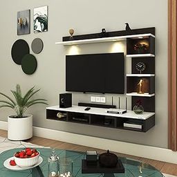 Anikaa Kirina Engineered Wood Wall Mount TV Unit with LED Lights TV Cabinet TV Entertainment Unit Set Top Box Stand (Wenge/White) (Ideal for 43 Inch)(D.I.Y)-21
