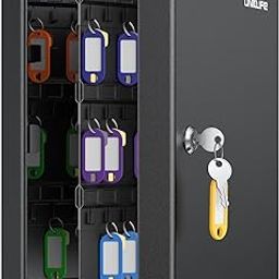 Uniclife 100 Position Key Cabinet with Key Lock Wall Mounted Black Security Storage Box Steel Key Organiser with Colourful Key Tag Labels Stickers and Hooks-22