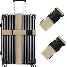 Luggage Straps for Suitcases 2INCH X6.5FEET with Quick Release Buckle Adjustable, Premium Accessory for Travel Bag Closure Bright Colors 2pack (Gold)-43