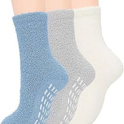 3 Pair Socks for Women, Cozy Coral Velvet Ankle Modern Woolen Socks for Women, Luxuriously Soft, Anti-Skid Design, Ankle-Length, Warm Winter Home Wear in White-image-70