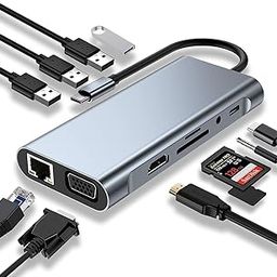 Suptikes 11-in-1 USB C Hub Adapter | Type-C Docking Station with 4K HDMI, VGA, PD Charging, USB 3.0, RJ45 Ethernet, SD/TF Card Reader, 3.5mm Aux – Compatible with MacBook, Windows Laptops & Tablets-6
