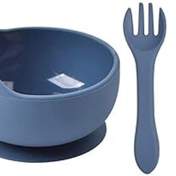 SPY KIDS® Silicone Baby Feeding Bowl Spoon & Fork Set - Non-Slip Suction, Microwave & Dishwasher Safe for Babies and Toddlers - Unbreakable, Easy Clean (Blue)-picture-28