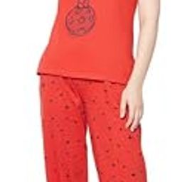 Women's Cotton Printed Top & Pyjama Set- Red-image-30