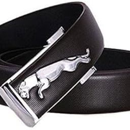 Luxury Men's Belt with Jaguar Logo Buckle, Brown and Gold, Textured Pattern-image-26