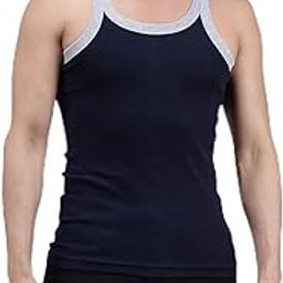 Men's Super Combed Cotton Rib Square Neckline Gym Vest with Back Panel Graphic Print (Colors & Shoulder Strap Color May Vary), Multicolor, Pack of 1-image-123