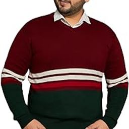 Men Plus Size Colourblocked Multi Color Sweater(Tigoa,Multicolour,6XL)-7