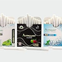 Aarogyam Herbals Tobacco and Nicotine Free Herbal Flavored Cigarette for Relieve Stress and Mood Enhance Product - Lemon, Double Apple, Mint Flavour - Pack of 3 (10x3)-image-93