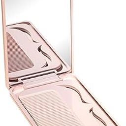Jurrissa Portable Hair Comb with Mirror for Women-Compact Mirror with Hair Comb for Purse,Travel Pocket Comb with Mirror-Small Pocket Mirror&Mini Comb,Folding Hair Brush with Mirror(Pink)-1