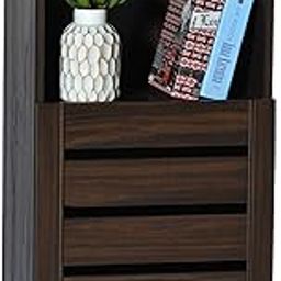 DeckUp Uniti Engineered Wood Bed Side Table and End Table (Walnut, Matte Finish)-30