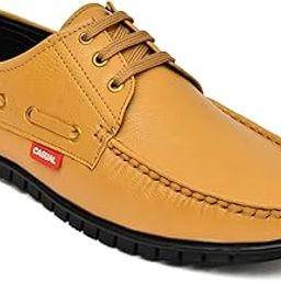 Men's Synthetic Leather Casual Lace-Up Shoes | Stylish Moccasin Look with Cushioned Insole & Anti-Slip Sole | Lightweight Footwear for Office, College & Weekend Use-image-44