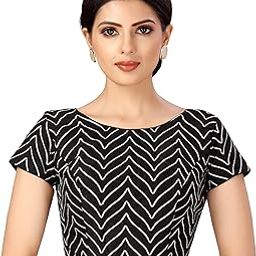 Women's Readymade Polyester Short Sleeves Silver Gota Embroidery Saree Blouse-image-99
