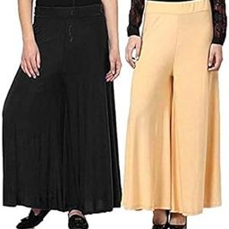 Plain Multi Colored Stylish Plain Free Size Palazzo Combo Offer-8
