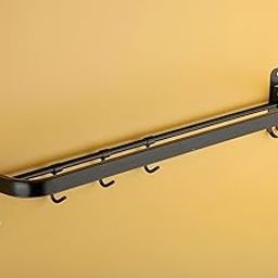 Folding Towel Rack/Towel Stand/Towel Hanger/Rack Shelf for Bathroom/Bathroom Accessories (24 Inch, Black)(Stainless Steel) Pack of 1-image-57