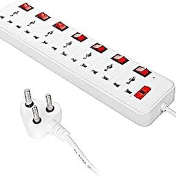 YUVEX EXT-107 Switch Universal Surge Protector with 7 Socket 7 Switch 6 AMP Extension Boards (White, Red, 3 m)-image-75