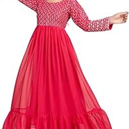 Emobroidered Ethnic Gown for Women's Georgette Anarkali Gown,Full Stitched Maxi Length Dress-picture-7