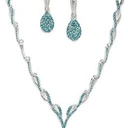 zeneme Oxidised Silver-Plated Cubic Zirconia Studded Teardrop Shaped Necklace With Earrings Jewellery Set For Girls and Women-picture-27