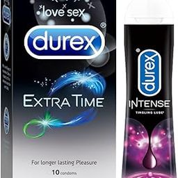 Durex Extra Time Condoms for Men - 10 Count with Durex Lube Intense Lubricant Gel for Men & Women - 50ml |Water based lube|Suitable for use with toys-4
