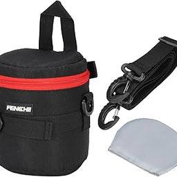 PATIKIL Lens Pouch Case, 4.3" ID x 5.5" H Shockproof Camera Lens Case Bag Thick Protective Neoprene Lens Protective Bag with Strap and Lens Pad for Nikon DSLR Camera Lens, Red/Black-image-46