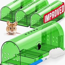 Motel Mouse Humane Mouse Traps No Kill Live Catch and Release 4 Pack - Reusable, Easy to Use & Clean, No Touch Release, Sensitive Includes Cleaning Brush, Instruction Manual & Video - Mousetrap Indoor-image-14