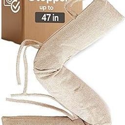 Draft Stopper for Window Sill 47 inches - Extra Long Door Draft Stoppers Extra Heavy - Patio & Glass Door Draft Blocker - Removable & Washable - Lower Your Heating Bills - Beige-image-31