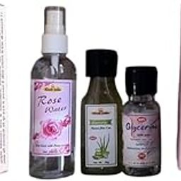 Sharp Sandalwood Powder Set with Rose Water, Glycerine, Multani Clay Powder, Natural Skincare Kit pack of 6-14