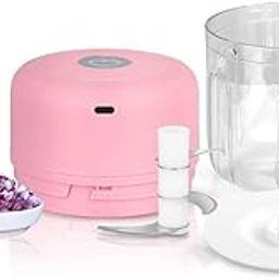 Pencil Chopmate Electric Chopper for Vegetables,Fruits,Meats Chop,Mince, Puree, Whisk | 350 ml |Electric Food Processor | Versatile Portable & Battery Operated with SS Blades- 30 Watts (Pink)-10