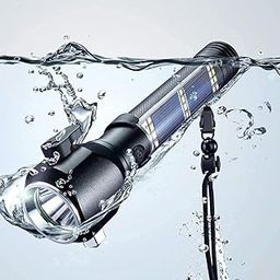 HaRvic 7 Mode Rechargeable Solar LED Torch Light Aluminum High Power Long Distance with LED Torch Flashlight Use for Car Emergency Torch Light-image-30