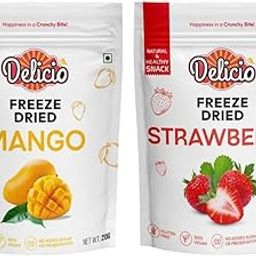 DELICIO Freeze Dried Mango Cubes (20g) & Strawberry Cubes (15g) Combo | 100% Natural, Vegan, Gluten-Free | No Preservatives, No Added Sugar | Healthy Fruit Snacks for Kids & Adults-image-21