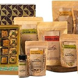 FOODCLOUD.IN Munchies Tea Time Extravaganza Gift Hamper - Healthy and Nutritious Snacks-Vegan, Gluten Free, High Protein & Baked or Roasted - Gift Box (Pack of 9)-image-44