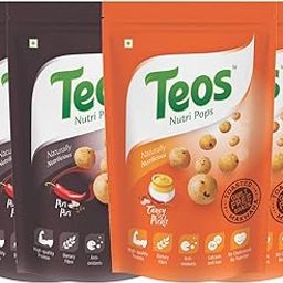 Teos Nutri Pops Roasted Makhana Snacks, Piri Piri & Tangy Pickle, Tasty, Healthy & Crispy Munchies, Pack of 4, 260 g.-18