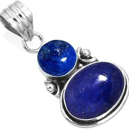 925 Sterling Silver Handmade Pendant for Women Oval Round 2 Gemstone Statement Jewelry for Gift (99509_P)-image-22