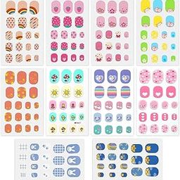 MAYCREATE® 10 Sheets Nail Stickers for Kids Nail Art Stickers Decals Self-Adhesive Rainbow Cat Rabbit Flower Strawberry Heart DIY Art Nails Decals for Kids Girls-image-17
