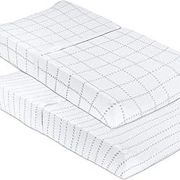 Petit Dreams Changing Pad Cover Jersey Knit Cotton for Baby Boy Or Baby Girl Doubles As Cradle Sheet, Grey Dotted Stripes & Grey Grid Lines, (Pack of 2)-image-40