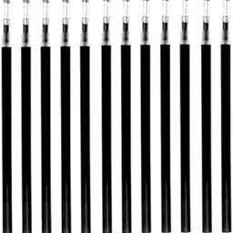 JEFFY 12 -Pack Gel Pen Ink Refills Smooth Writing Refill Cartridges for Tailors and Dressmaking Embroidery Craft Heat Erasable Fabric Marking Refills. (Black)-image-1