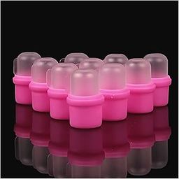 Professional Acrylic Artificial Nail Art Soak Off Cap UV Gel Polish Remover Cleaner Wrap Nail Soaking Hat Makeup Aid Tools 10Pcs Pink-image-44