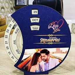 Print Personalized Calendar with Your 1 Photo | Customized Calendar Unique Gift | Wooden Rotating Circular Calendar with 1 Photo (Black)-41